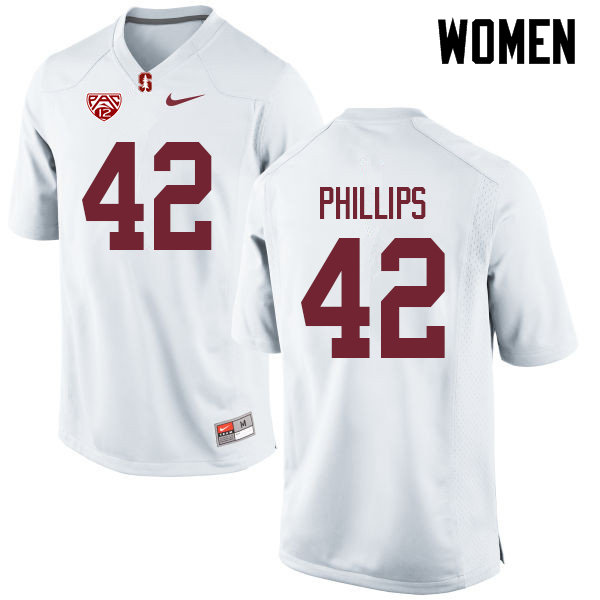 Women #42 Caleb Phillips Stanford Cardinal College Football Jerseys Sale-White
